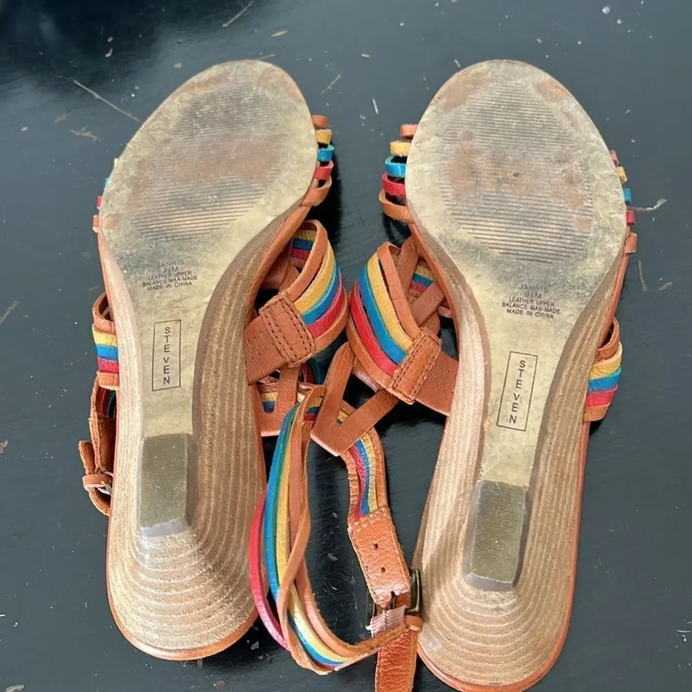 Steve Madden Jannis Sandals Leather Colorful Wedge